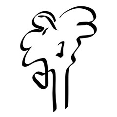 creative image of a man with an open mouth, profile, head, black outline on a white background, shout or surprise