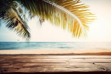 wooden table overlooking a serene ocean view. Generative AI