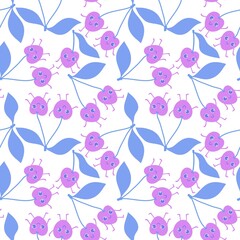 Cartoon summer fruit seamless cherry pattern for wrapping paper and fabrics and linens and kids clothes print