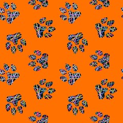 Cartoon animals seamless footprints dog and cat pattern for wrapping paper and kids clothes print