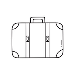Hand drawn suitcase doodle. Bag for travel in sketch style. Vector illustration isolated on white background.