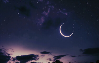 Obraz na płótnie Canvas A beautiful crescent moon in the night sky generative AI