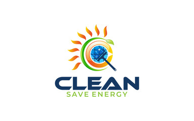 Illustration vector graphic of cleaning solar panels logo design template