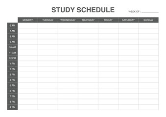 study schedule minimalist timetable, student planner