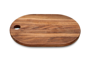 Wooden chopping board on white background