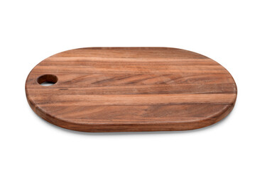 Wooden chopping board on white background