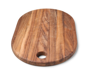 Wooden chopping board on white background