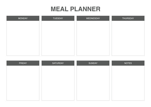 Simple weekly Meal planner template