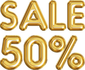Golden balloon 50% sale discount label
