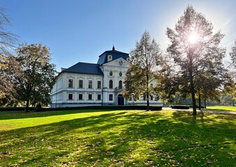 Fototapeta na wymiar Kravare baroque castle in an english landscape park