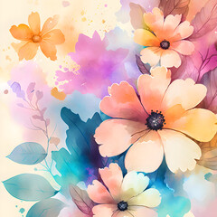 watercolor floral background, colorful watercolor flower design, generative ai