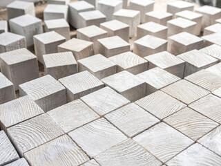 White wooden cubes. Design of conceptual compositions. 