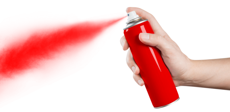 Hand using red spray cut out