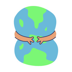 hands hugging earth, earth day concept.
