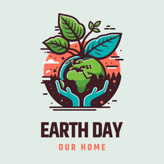 earth day, ecology concept, vector, green leaves, advertising