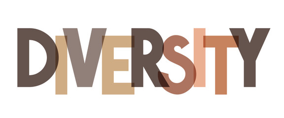 Colorful diversity word on white background - typographical concept - vector illustration