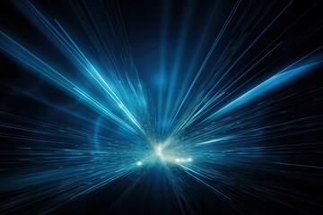 Obraz premium Abstract background of dark blue sky with lighting flares and glistening light beams. Generative AI