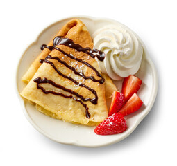 freshly baked crepe with whipped cream