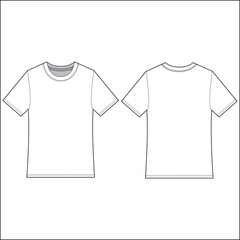 T-shirt fashion flat sketch for tech pack CAD