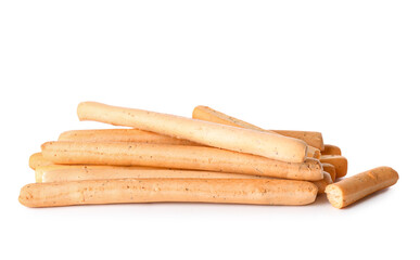 Tasty Italian Grissini isolated on white background