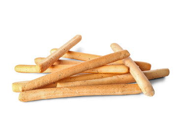 Tasty Italian Grissini isolated on white background
