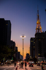 city skyline at sunset