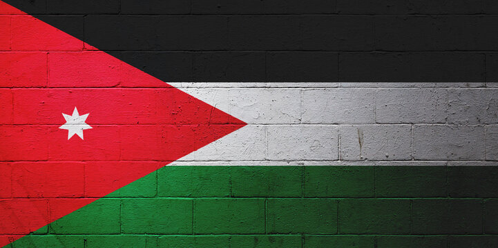 Flag of Jordan painted on a wall