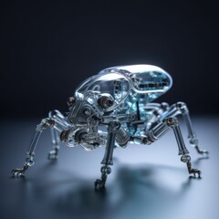 See-Through Plastic Mechabug Cyborg prototype. Gen AI