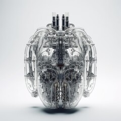 Abstract, Transparent Plastic Cyborg Human Organs: Futuristic Medical Advancement. Gen AI