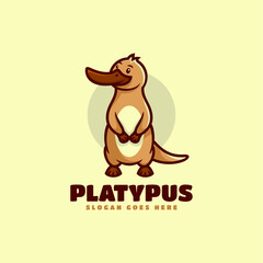 Vector Logo Illustration Platypus Mascot Cartoon Style.