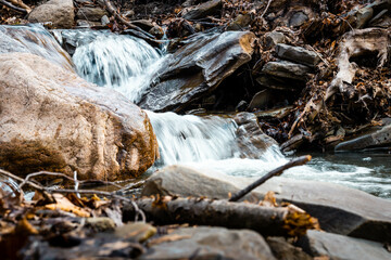 water flowing over rocks