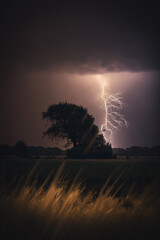 a tree and a lightning