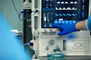 Heart rate monitor in a hospital theater. Medical device for monitoring vital signs in the hospital...