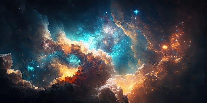 Colorful space galaxy cloud nebula. Stary night cosmos. Universe science astronomy. Supernova background wallpaper	