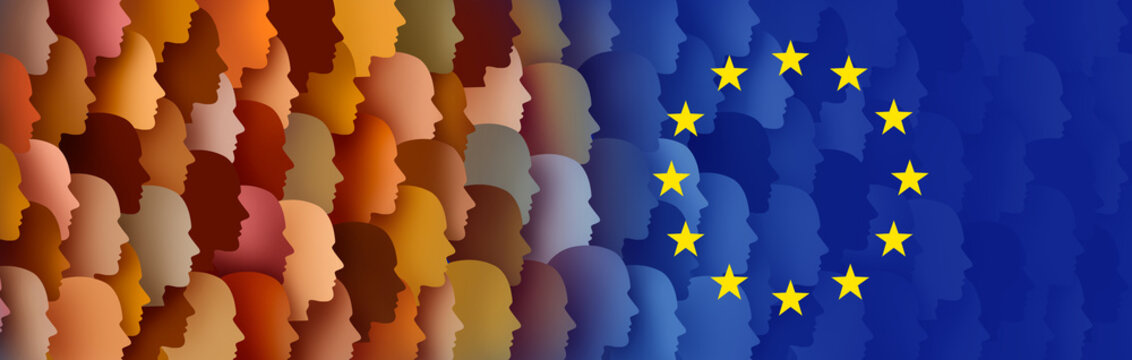 European Union Immigration issues and EU refugees and migrants from Africa and the Middle East or other parts of war torn world as asylum seekers as Euro migration