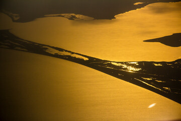 Black Sea and Razelm in Romania. View from an airplane