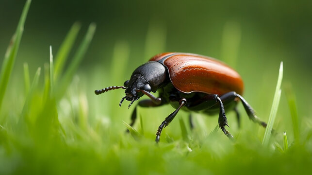 An insect bettle with black and orange color