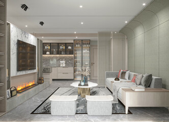 3d render of living room