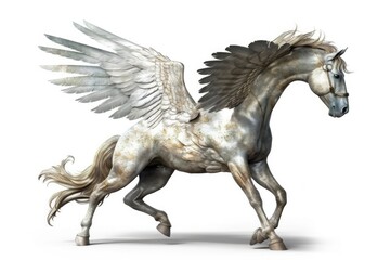 Obraz na płótnie Canvas majestic winged horse with a pure white coat. Generative AI