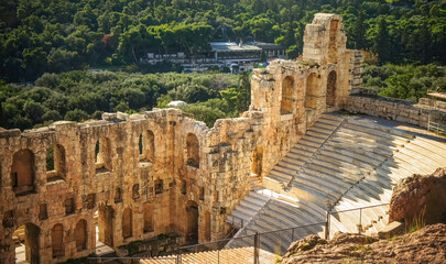 Ancient Theater of Dionysus Athens Greece top view from Acropolis museum