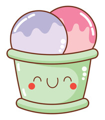 kawaii smiling ice cream