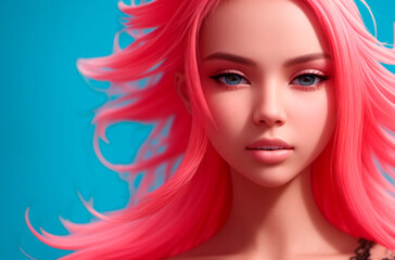 Beautiful bright woman. Model with expressive appearance. Generative AI.