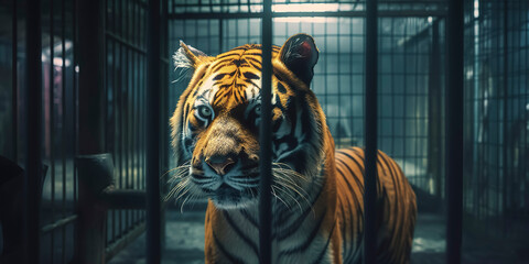 a tiger in a cage