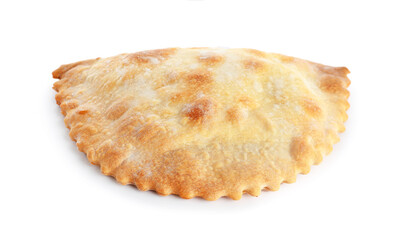 Baked meat empanada isolated on white background