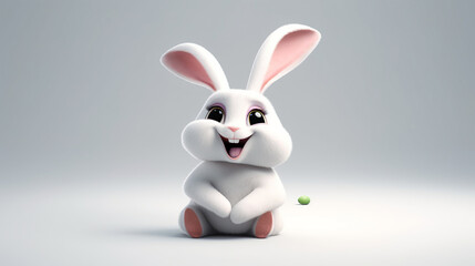 Obraz na płótnie Canvas Cute easter bunny isolated on white background. Generative AI