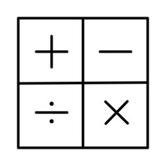 calculator finance icon with black outline style. finance, world, business, icon, money, symbol, global. Vector illustration