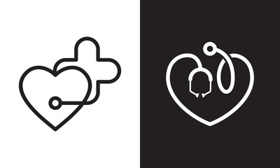 stethoscope with love logo healthcare and medical design vector illustration