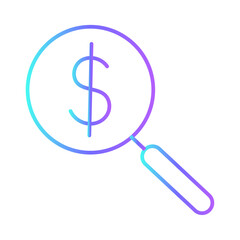 search finance icon with purple blue outline style. finance, business, calculator, money, set, icon, bank. Vector illustration