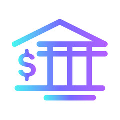 bank finance icon with purple blue outline style. icon, business, finance, sign, symbol, vector, line. Vector illustration