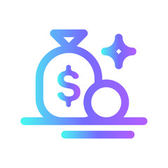 money finance icon with purple blue outline style. finance, business, calculator, money, set, icon, bank. Vector illustration